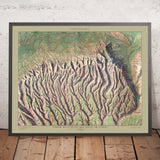 Ancienne carte en relief du parc national de Mesa Verde, 1914 : Cliff Palace, Balcony House, Long House, Knife Edge, Park Point 