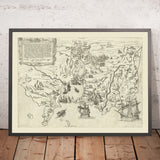 Old Military Map of the Conquest of Tunis by Zaltieri, 1566: La Goletta, Borgo Rabat, Carthage Ruins