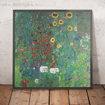 Una imagen enmarcada de Huerto con girasoles de Gustav Klimt, 1907