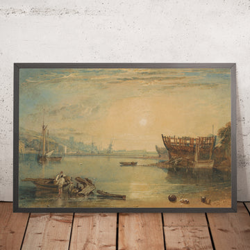 A framed image of Teignmouth, Devonshire by Turner, 1813