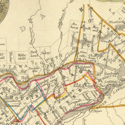 Alte Karte von Kanada von Tallis, 1851: Toronto, Niagarafälle, Eriesee, Kingston, Vignetten