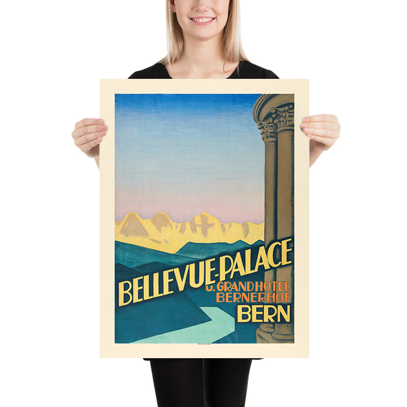 Bern Travel Poster: Bellevue Palace & Grandhotel Bernerhof by Emil Cardinaux, 1934