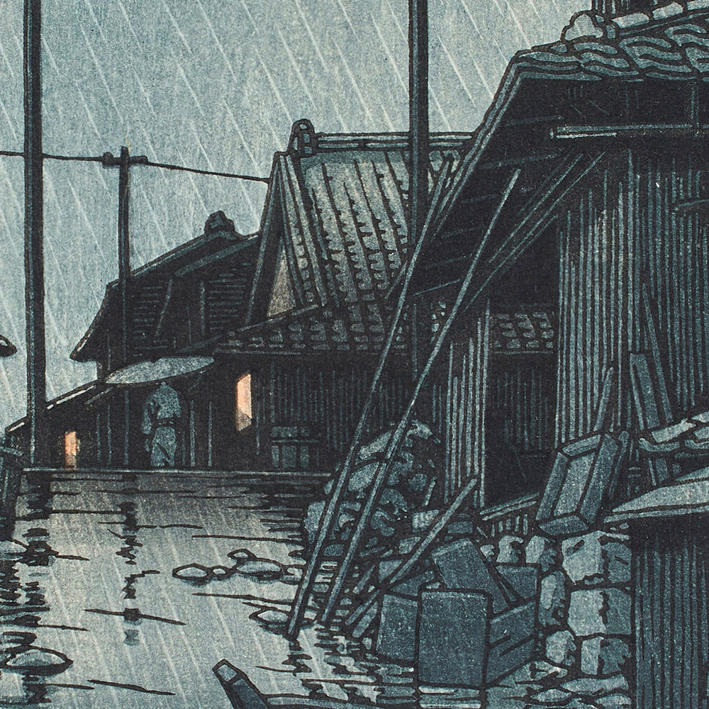 Night Rain at Kawarago by Hasui Kawase 1935