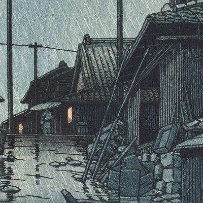 Night Rain at Kawarago by Hasui Kawase 1935