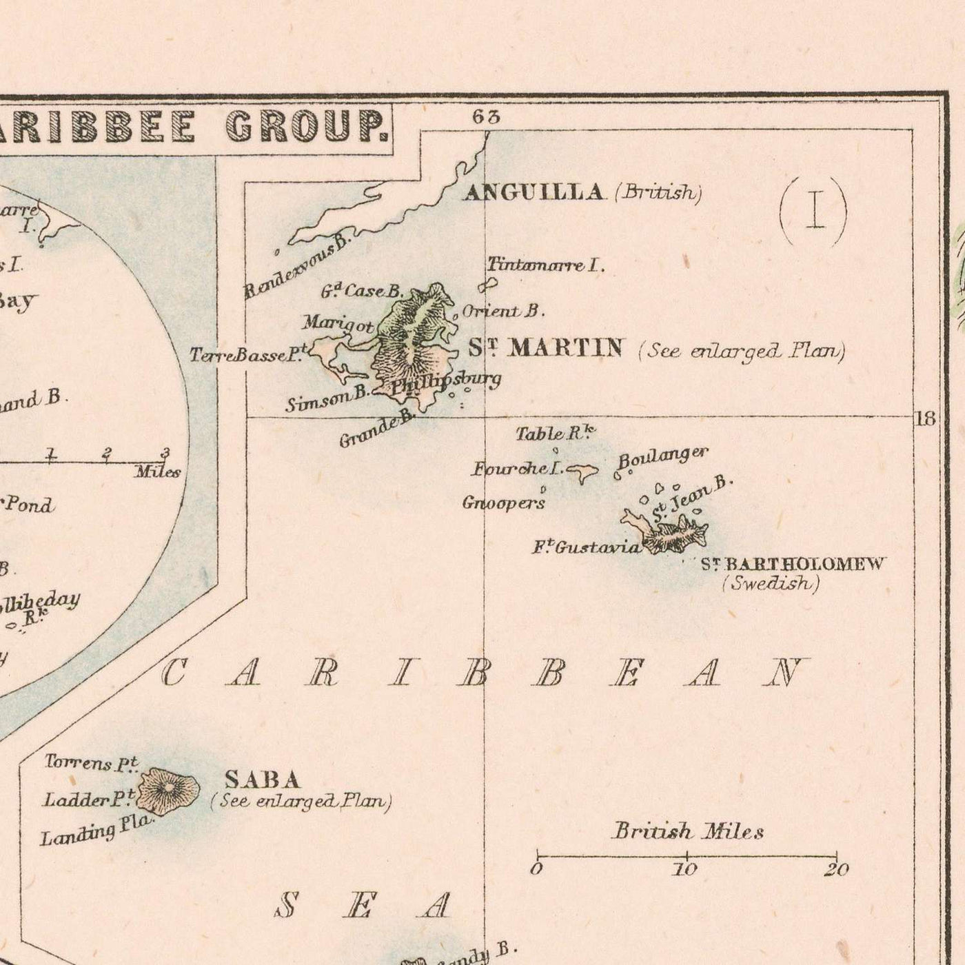 Old Map of Curaçao, Suriname & Leeward Islands by Fullarton, 1865: Colonial Dutch Possessions