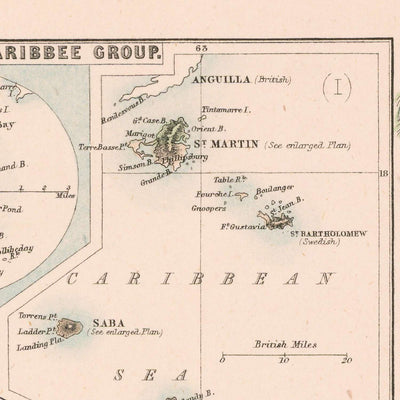 Old Map of Curaçao, Suriname & Leeward Islands by Fullarton, 1865: Colonial Dutch Possessions
