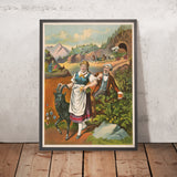 Vintage Bavarian Bock Beer Poster by Henry Jerome Schile, 1887
