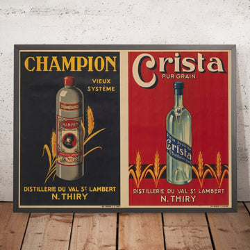 A framed image of Champion and Crista Vintage Drinks Advertising Poster, 1910