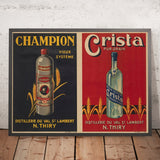 Champion and Crista Vintage Drinks Advertising Poster, 1910