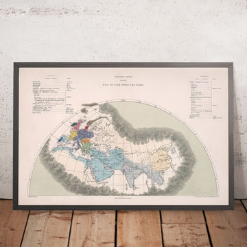 Mappa antica della Prima Crociata di Quin, 1856: Impero tedesco, Bizantino, Gerusalemme, Califfati, Cina 
