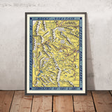 Alte Karte des Rocky Mountain National Park von Lindgren, 1948: Trail Ridge Rd, Estes Park, Longs Pk, Bear Lake, Grand Lake 