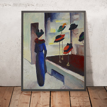 A framed image of Hat Shop by August Macke, 1913