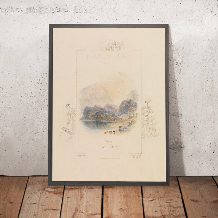 A framed image of Design for an Illustration for Walter Scott’s ‘Lady of the Lake’ Loch Achray by Turner 1832