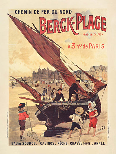 Berck-Plage Travel Poster: Chemin de fer du Nord by Louis Tauzin, 1905
