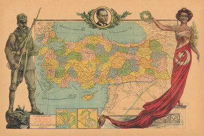 Early ‘'Ana Vatan' Map of Atatürk’s Republican Turkey, 1927