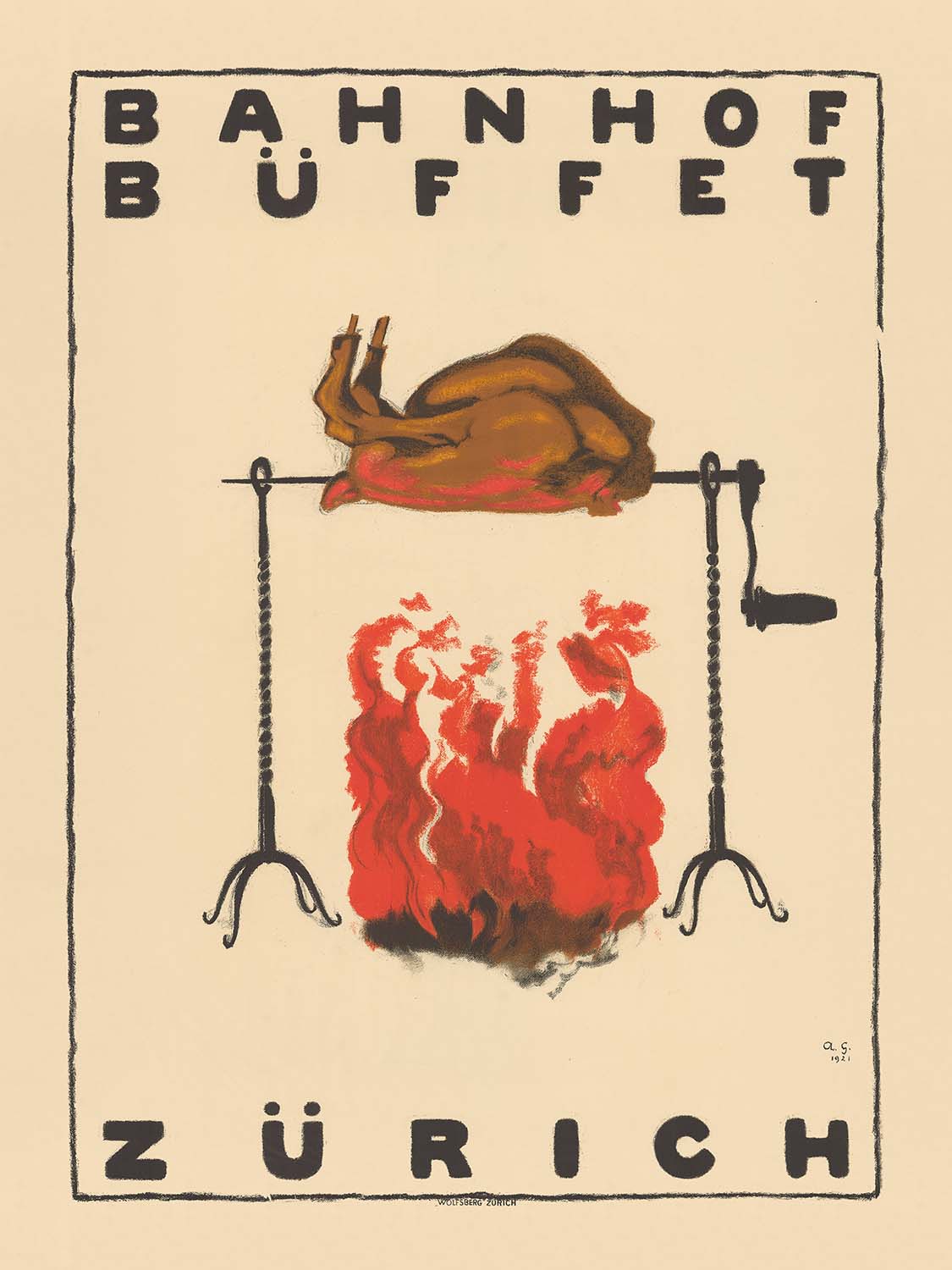 Zurich Travel Poster: Bahnhofbüffet by Augusto Giacometti, 1921