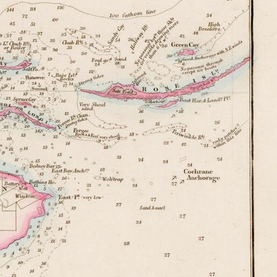 Old Map of The Bahamas by Arrowsmith, 1858: Nassau, New Providence, Channels, Banks, Coastlines