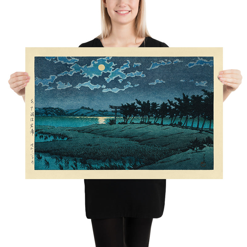 Luna Llena en Hiroura Hinuma de Hasui Kawase 1935 