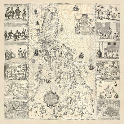 Old Map of the Philippines in 1734 by Pedro Murillo Velarde - Luzon, Manila, Mindanao, Palawan, Bisayas, Sulu Archipelago