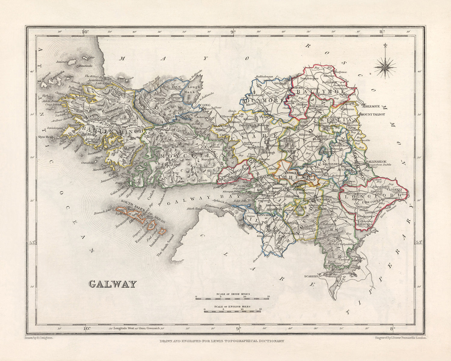 Old Map Of County Galway By Samuel Lewis 1844 Athenry Ballinasloe old-map-of-county-galway-by-samuel-lewis-1844-athenry-ballinasloe
