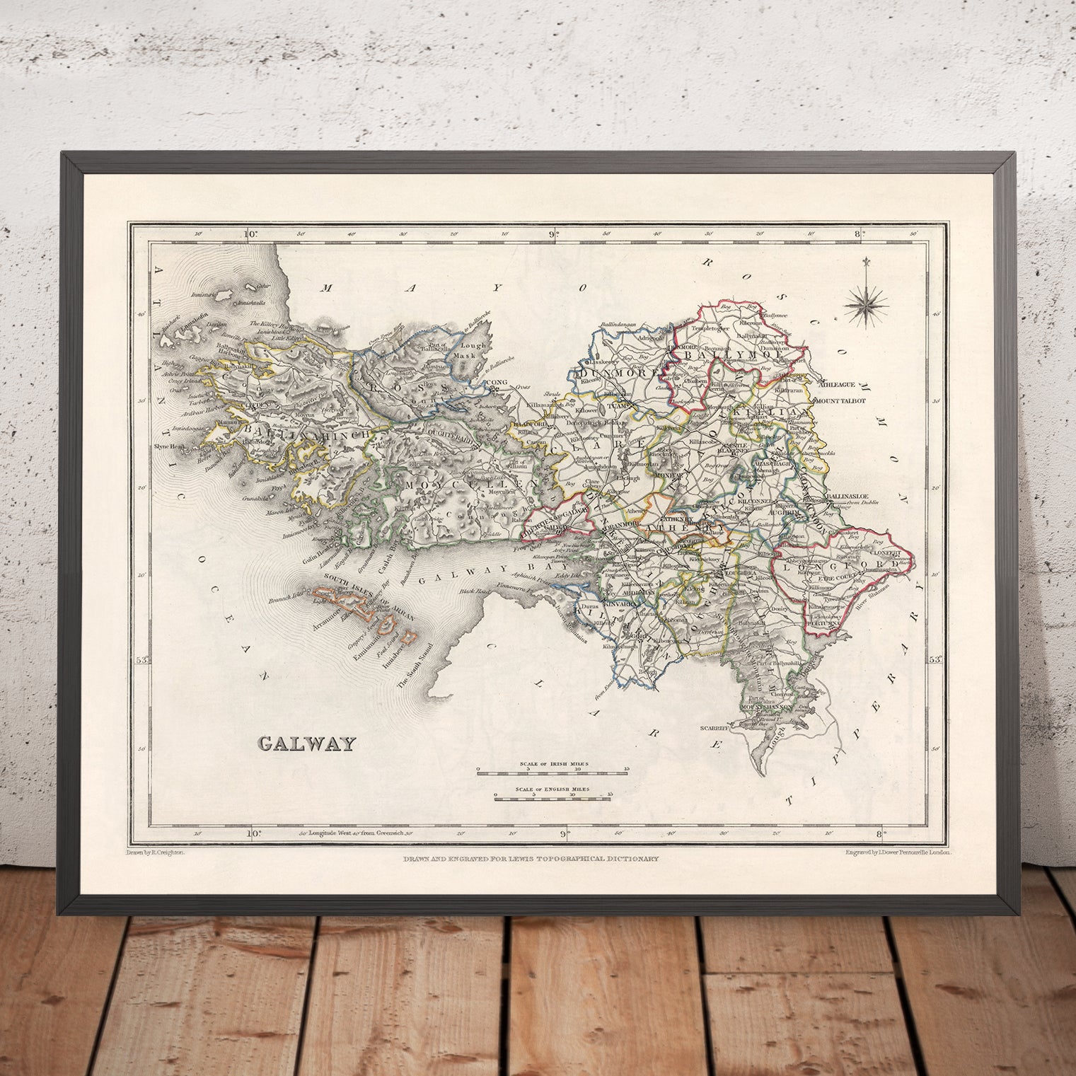 Old Map of County Galway by Samuel Lewis, 1844: Athenry, Ballinasloe ...