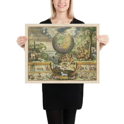 Alte Illustration des Gartens Eden, 1687: Romeyn De Hooghes Karte des Paradieses
