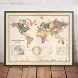 Mapa del Antiguo Mundo Geológico de AK Johnston 1856: Geología temprana, montañas, volcanes, tectónica previa a las placas
