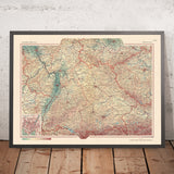 Ancienne carte du sud de l'Allemagne, 1967 : Rhénanie-Palatinat, Bade-Wurtemberg, Thuringe, Hesse, Bavière 