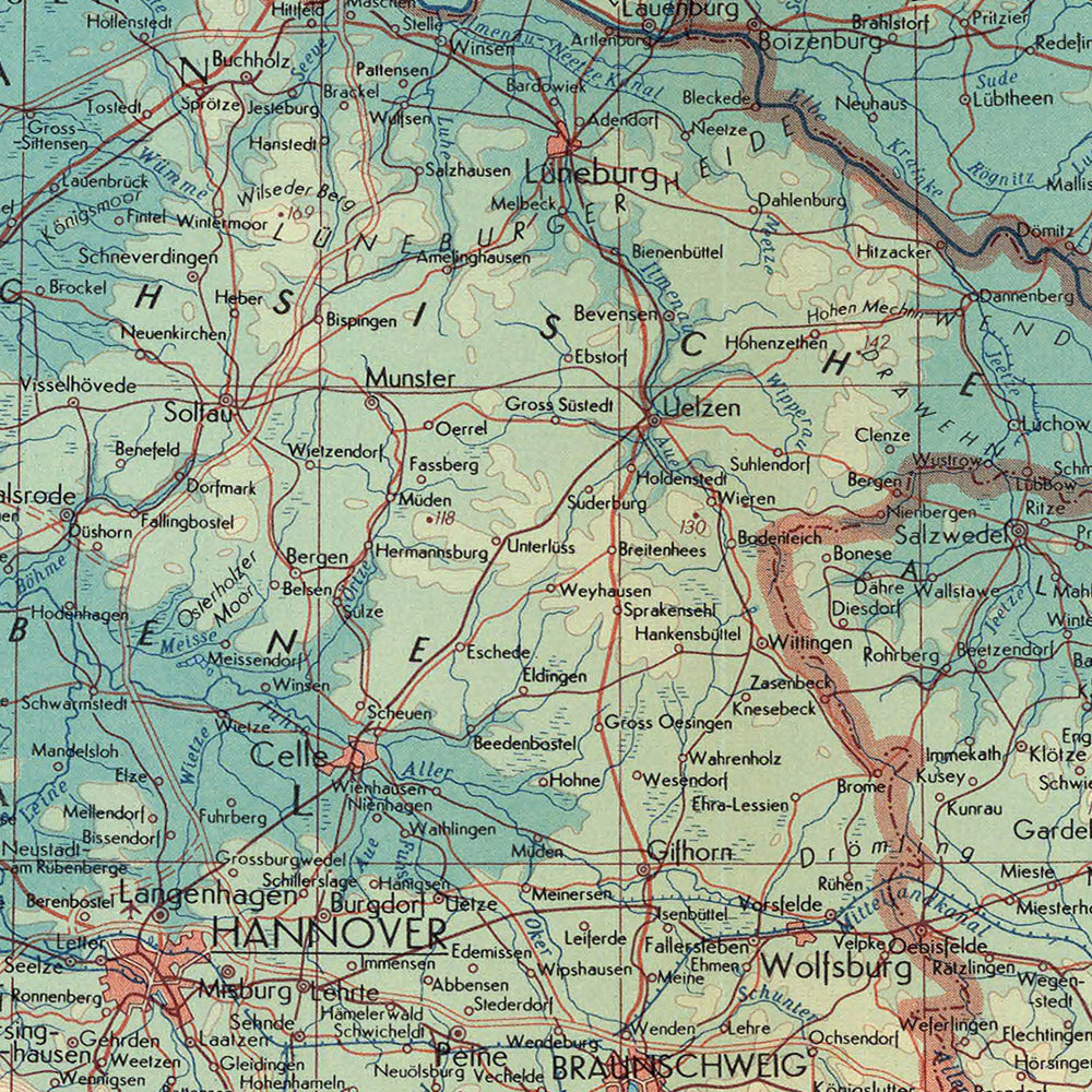 Old Map of Northern Germany, 1967: North Rhine-Westphalia, Schleswig-Holstein, Bremen, Hamburg, Lower Saxony