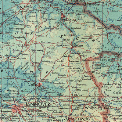 Alte Karte von Norddeutschland des Polnischen Heerestopographiedienstes, 1967: Nordrhein-Westfalen, Schleswig-Holstein, Bremen, Hamburg, Niedersachsen