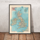 Mappa antica della Gran Bretagna e dell'Irlanda, 1967: Londra, Glasgow, Edimburgo, Parco Nazionale di Snowdonia, fiume Tamigi 
