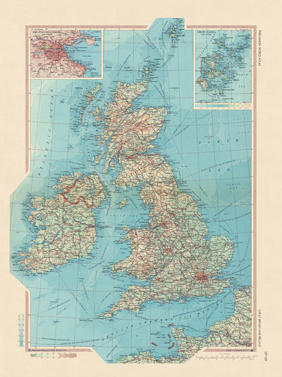 Old Map of Great Britain and Ireland, 1967: London, Glasgow, Edinburgh, Snowdonia National Park, River Thames