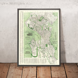 Old Map of Seattle, 1913: Pike Place Market, University of Washington, Green Lake, Lake Washington, Smith Tower