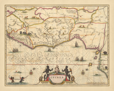 Alte Karte von Guinea von Visscher, 1690: Westafrika, Lomé, Lagos, Abidjan, Niger
