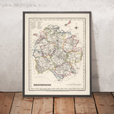 Mappa antica dell'Herefordshire di Samuel Lewis, 1844: Ledbury, Leominster, Ross-on-Wye, Bromyard, Hay-on-Wye 