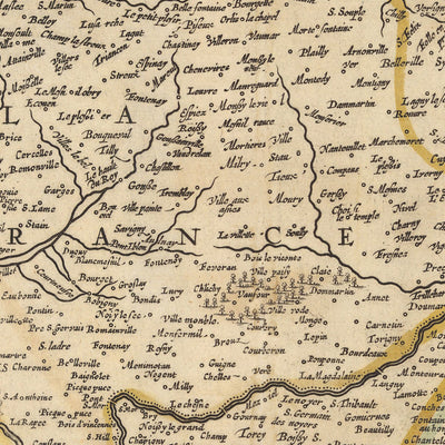 Alte Karte der Île-de-France von Visscher, 1690: Paris, Versailles, Créteil, Compiègne, Vexin Français Park