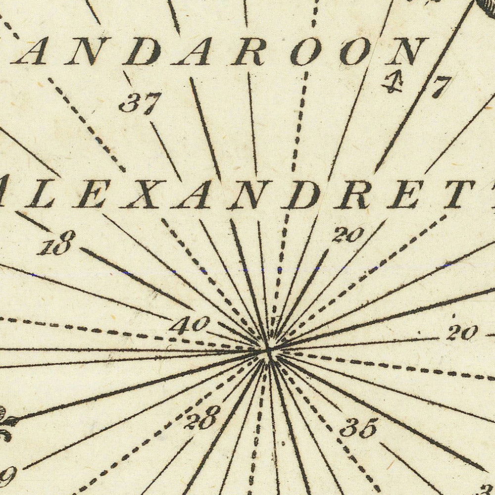 Alte Seekarte des Golfs von Alexandretta von Heather, 1802: Alexandretta, Antiochia, Ceyhan-Fluss