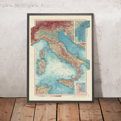 Ancienne carte de l'Italie du service topographique de l'armée polonaise, 1967 : Corse, Sardaigne, Sicile, mer Tyrrhénienne, mer Adriatique