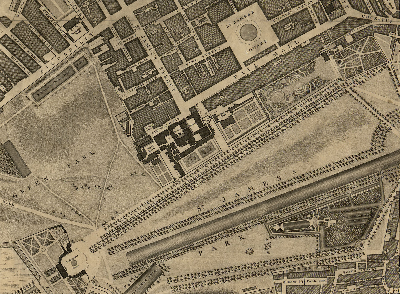 Complete Large Map of London in 1746 by John Rocque – The Unique Maps Co.