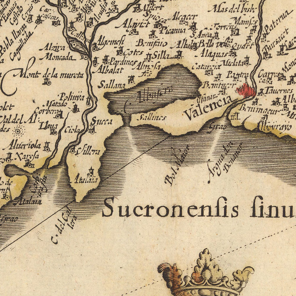 Alte Karte des Königreichs Valencia, Spanien von Visscher, 1690: Murcia, Valencia, Alicante, Dénia, Castellón de la Plana