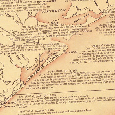 Very Large Map of Texas by Hoffman & Walker, 1965: Historical, Alamo, Galveston, Chisholm Trail, Spanish Explorers