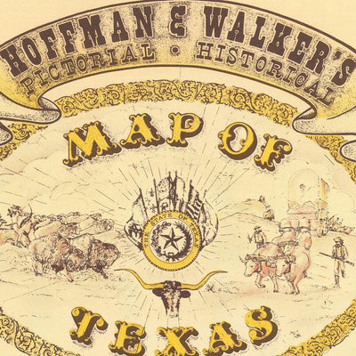 Very Large Map of Texas by Hoffman & Walker, 1965: Historical, Alamo, Galveston, Chisholm Trail, Spanish Explorers