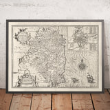 Ancienne Carte de Leinster, Irlande en 1611 par John Vitesse - Comté de Dublin, Kilkenny, Meath, Drogheda