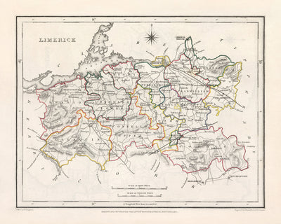 Old Map of County Limerick by Samuel Lewis, 1844: Adare, Askeaton, Bruree, Croom, Kilmallock