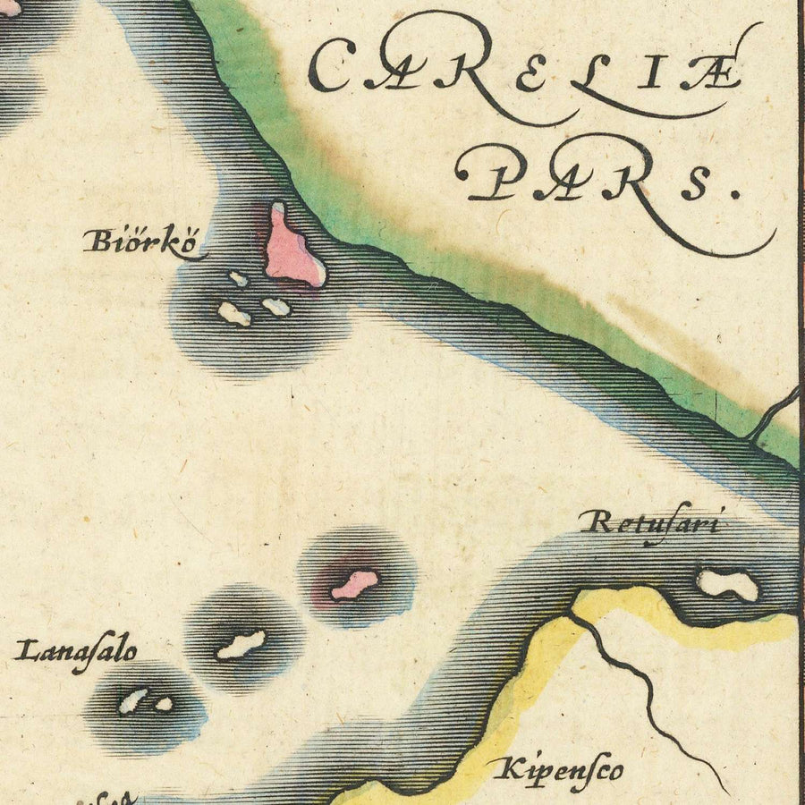 Mappa antica del Baltico di Blaeu, 1644: Stoccolma, Helsinki, Riga, Tallinn, Vilnius 