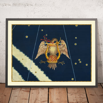 Ancienne carte des étoiles de Lyra par Johann Bayer, 1603 - Carte des constellations célestes 