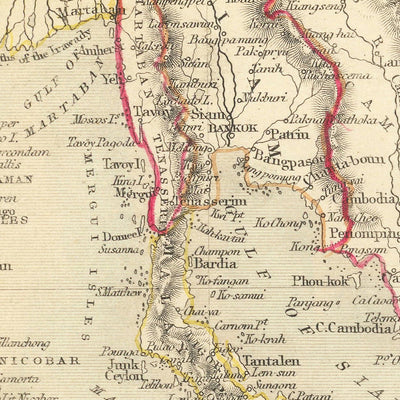 Mapa antiguo del archipiélago malayo de Tallis & Rapkin, 1851: Borneo, Java, Sumatra, Filipinas, Nueva Guinea