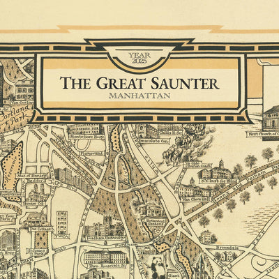 Manhattan: The Great Saunter, Route Map by The Unique Maps Co. and Chase, 1939: Personalisable, Central Park, Statue of Liberty, Empire State Building, Harlem