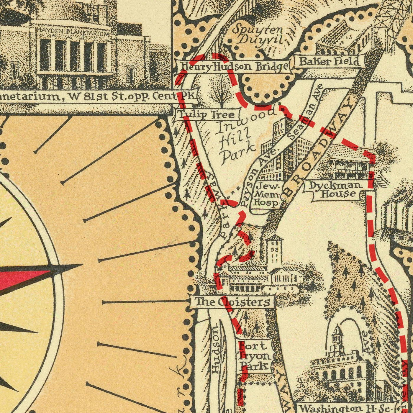 Manhattan: The Great Saunter, Route Map by The Unique Maps Co. and Chase, 1939: Personalisable, Central Park, Statue of Liberty, Empire State Building, Harlem
