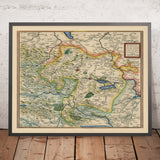 Mapa antiguo del distrito de Mansfeld, Alemania por Ortelius, 1575: Mansfeld-Südharz, Halle, río Salsa, río Helm 